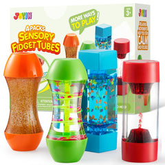 Joyin 4-pack fidget tubes bright visuals for sensory play and focus