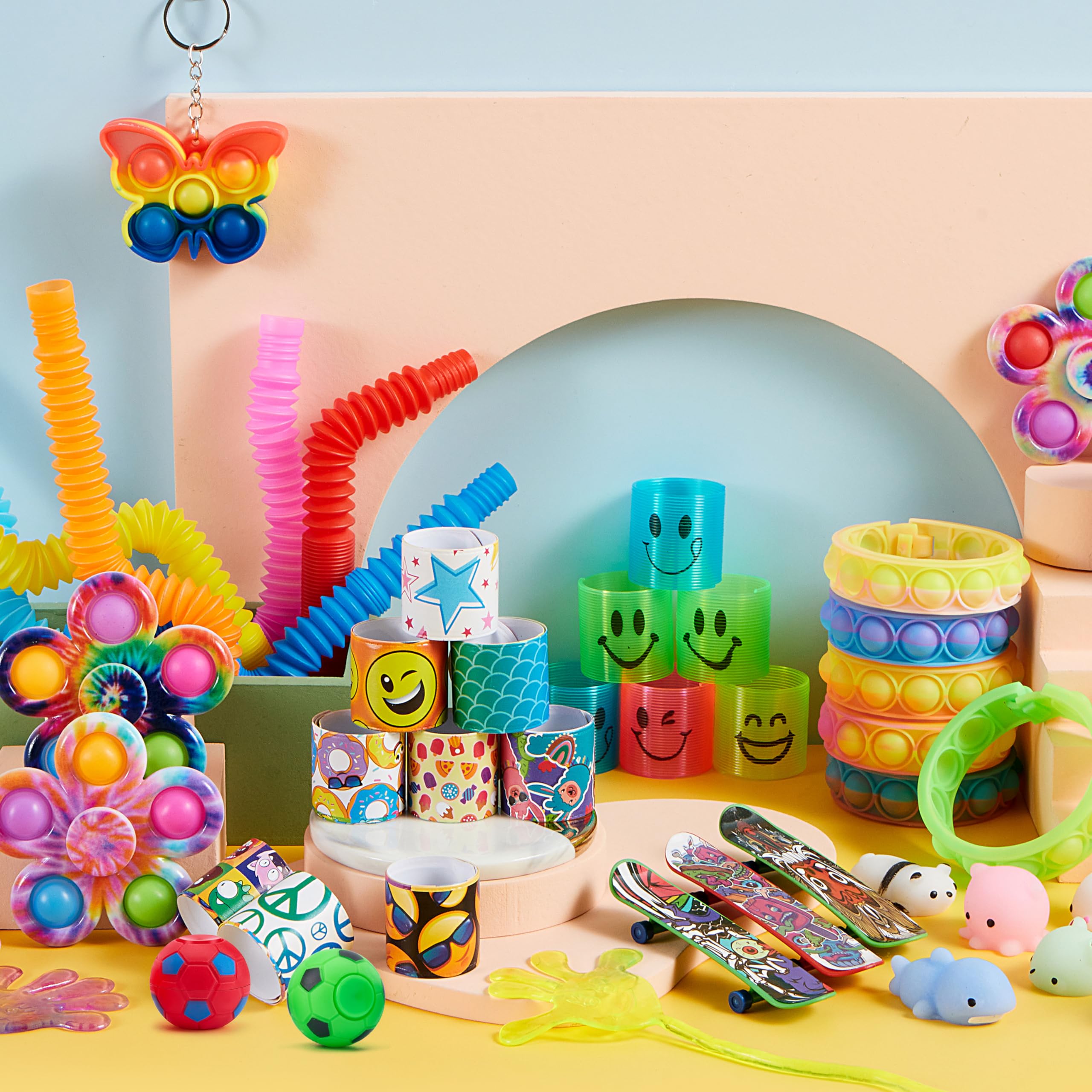 Joyin 6 pop tubes, flexible tubes for fidget play and sensory exploration.