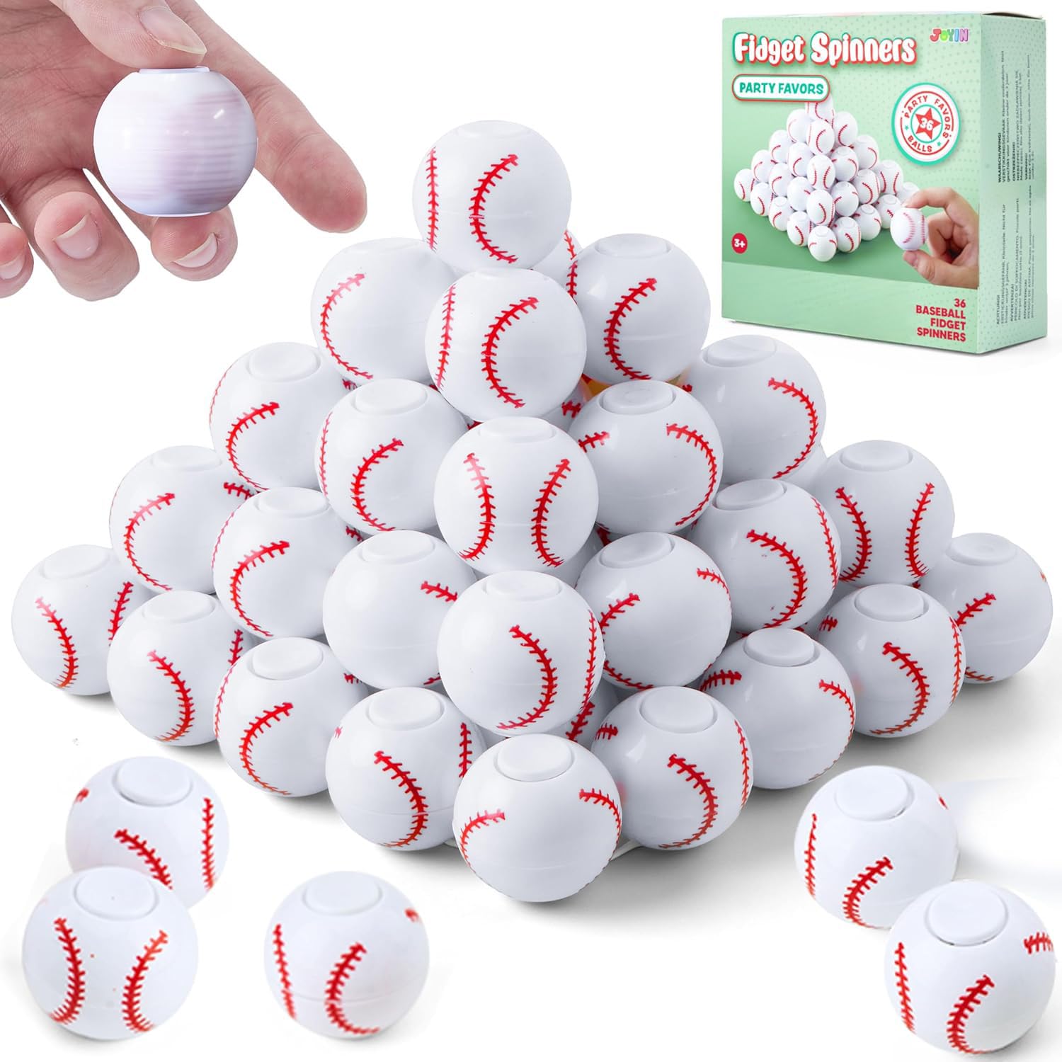 JOYIN baseball fidget spinner pack for kids, easy to share and relieve tension.