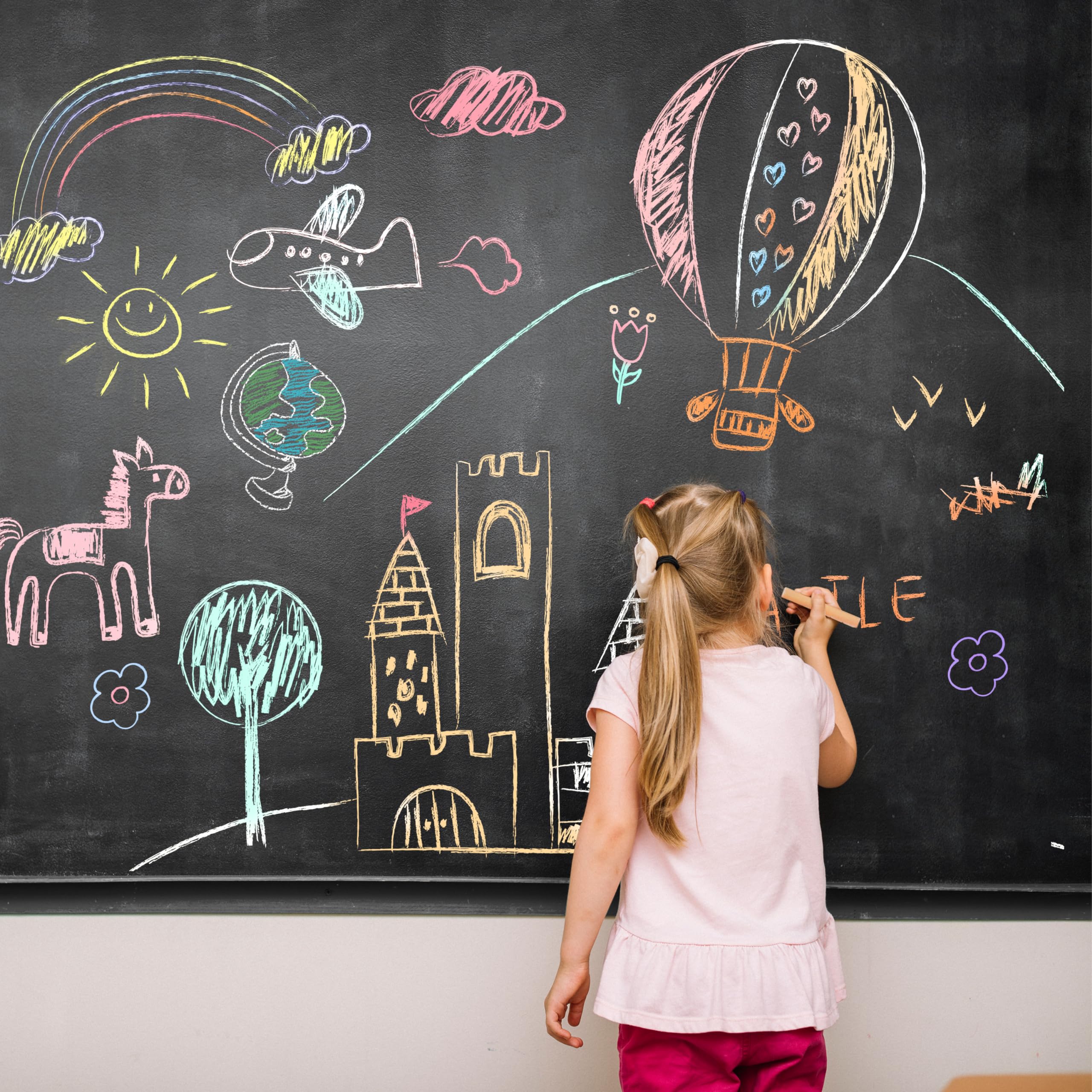 JOYIN chalk on chalkboard and pavement showcases versatile outdoor art options.