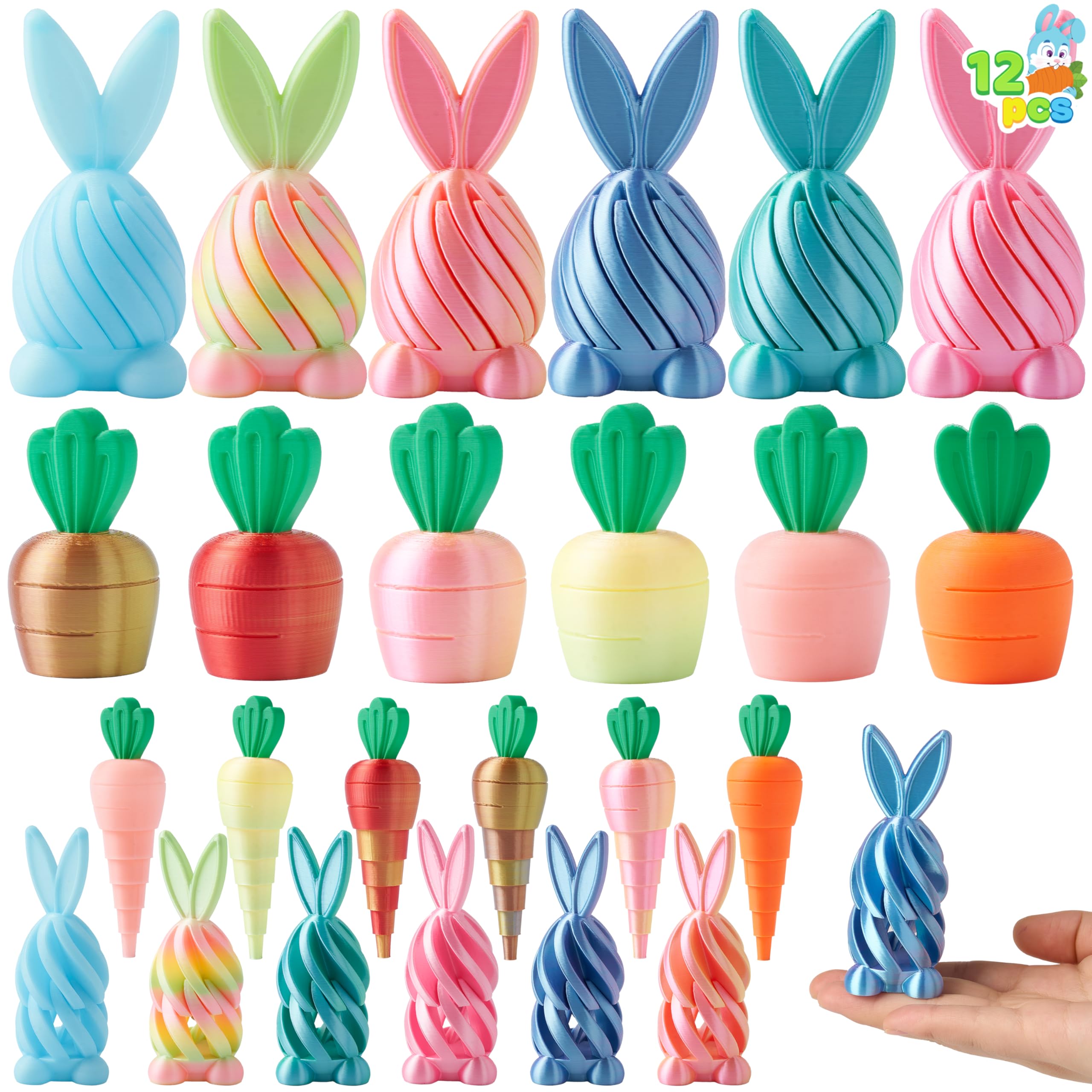 JOYIN Easter bunny 3D toy in vibrant colors for classroom prizes and Easter festivities.