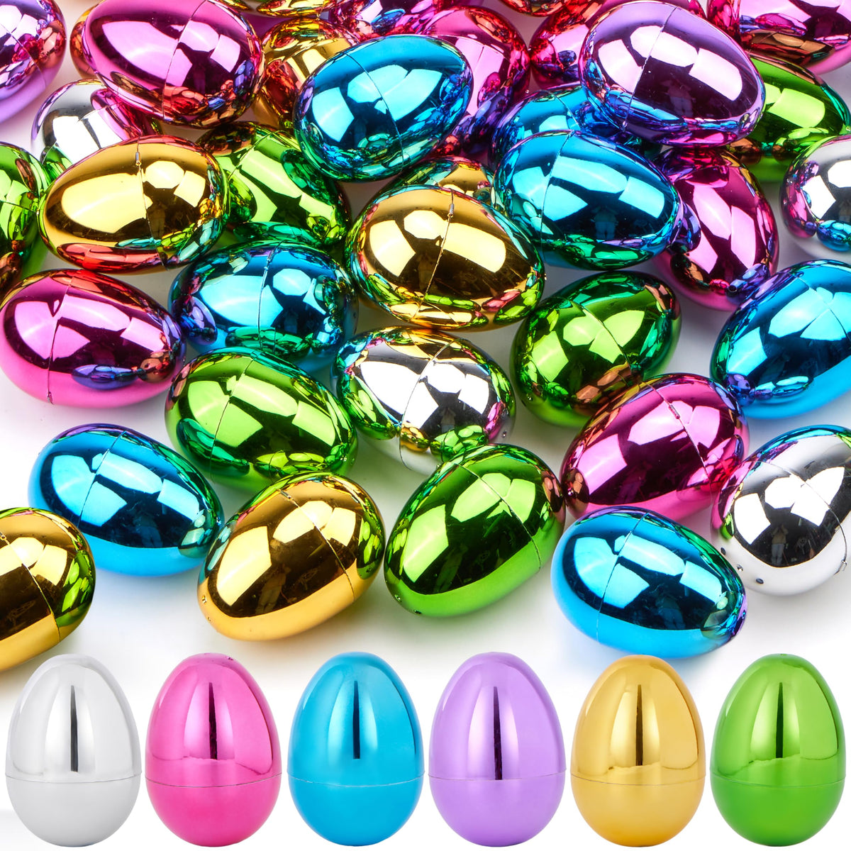 JOYIN metallic silver Easter egg ready for colorful egg hunts and prizes.