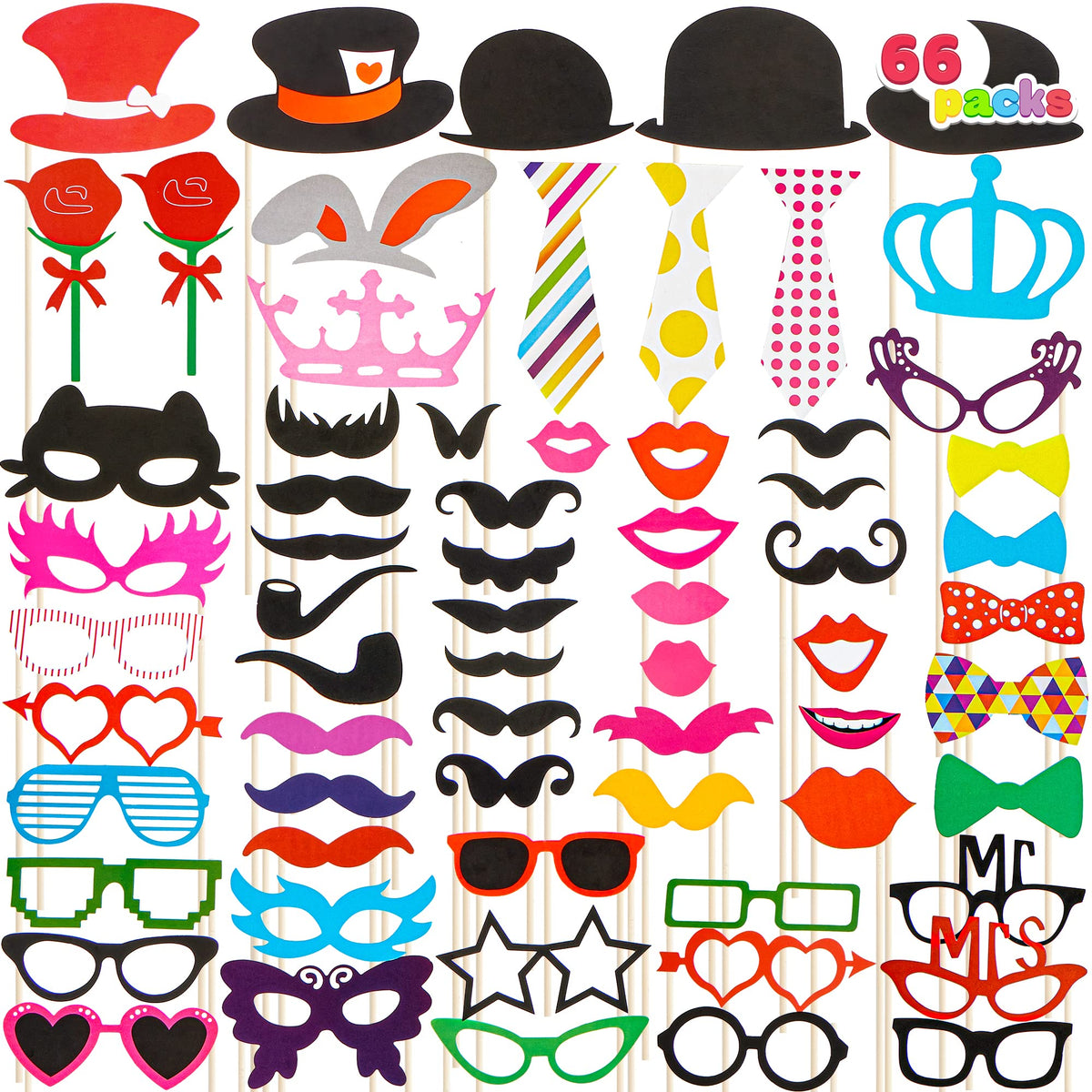 JOYIN photo booth props with hats and glasses for vibrant graduation selfies