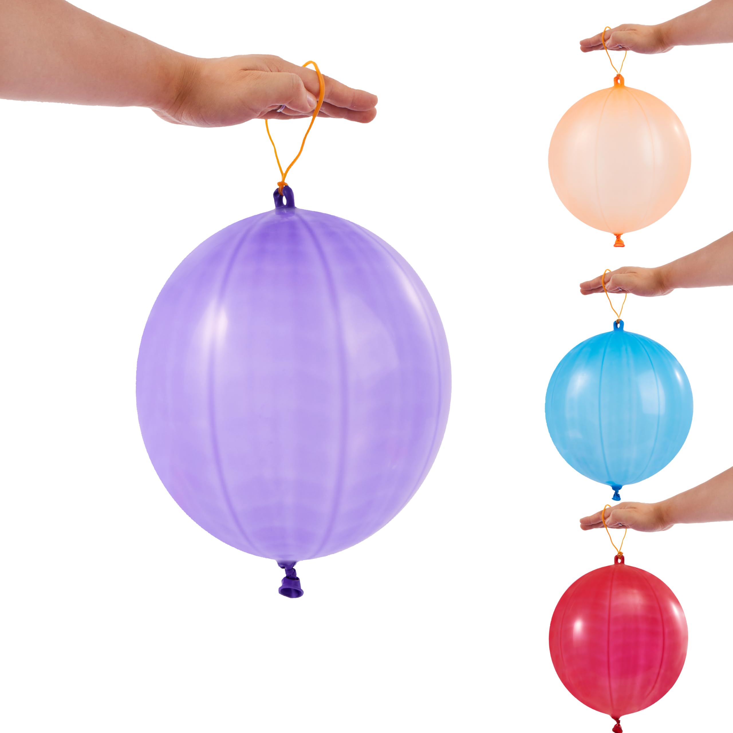 JOYIN punch balloons with rubber band handles enable easy hand-tapping games.