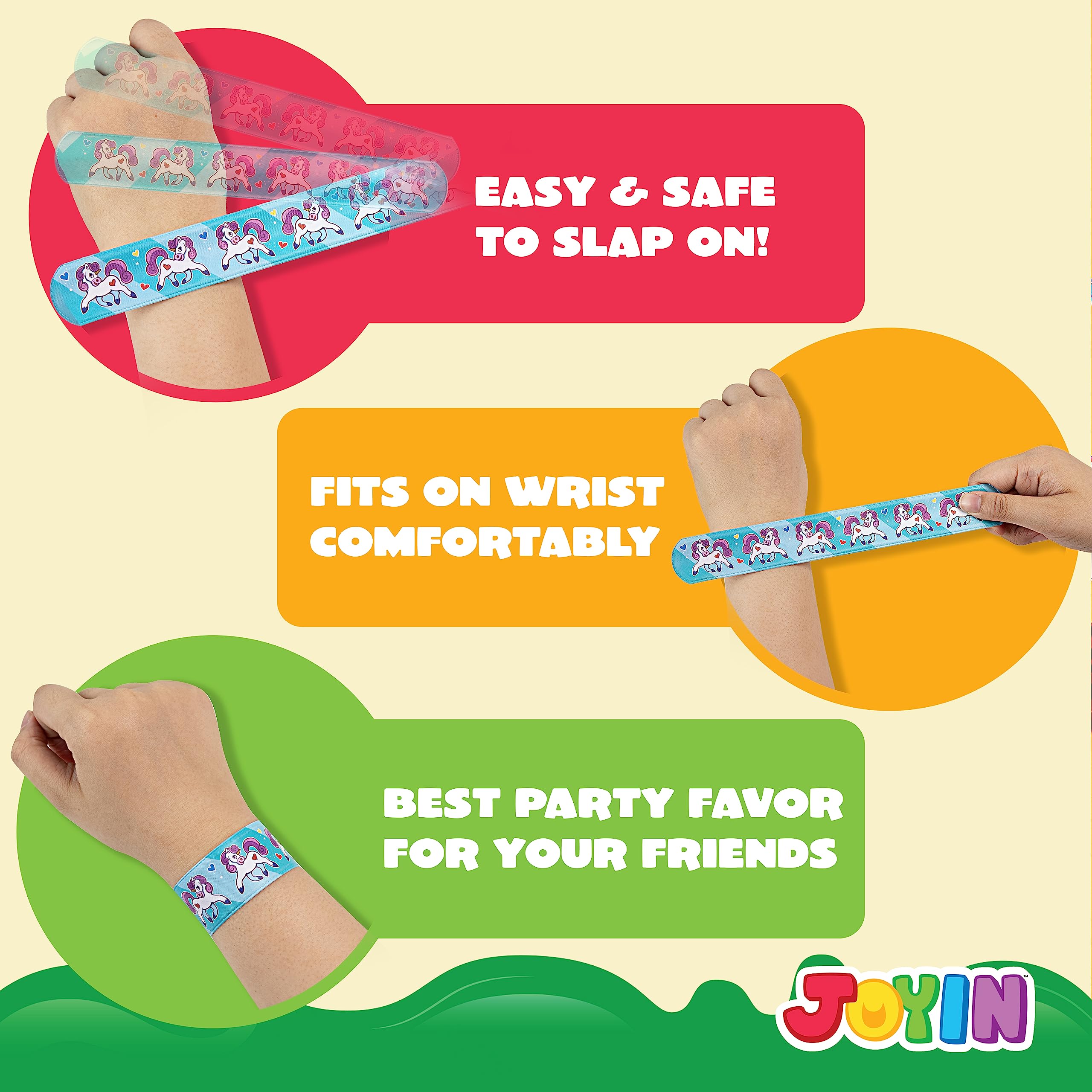 JOYIN vibrant color pack slap bracelets ideal for parties and prizes.
