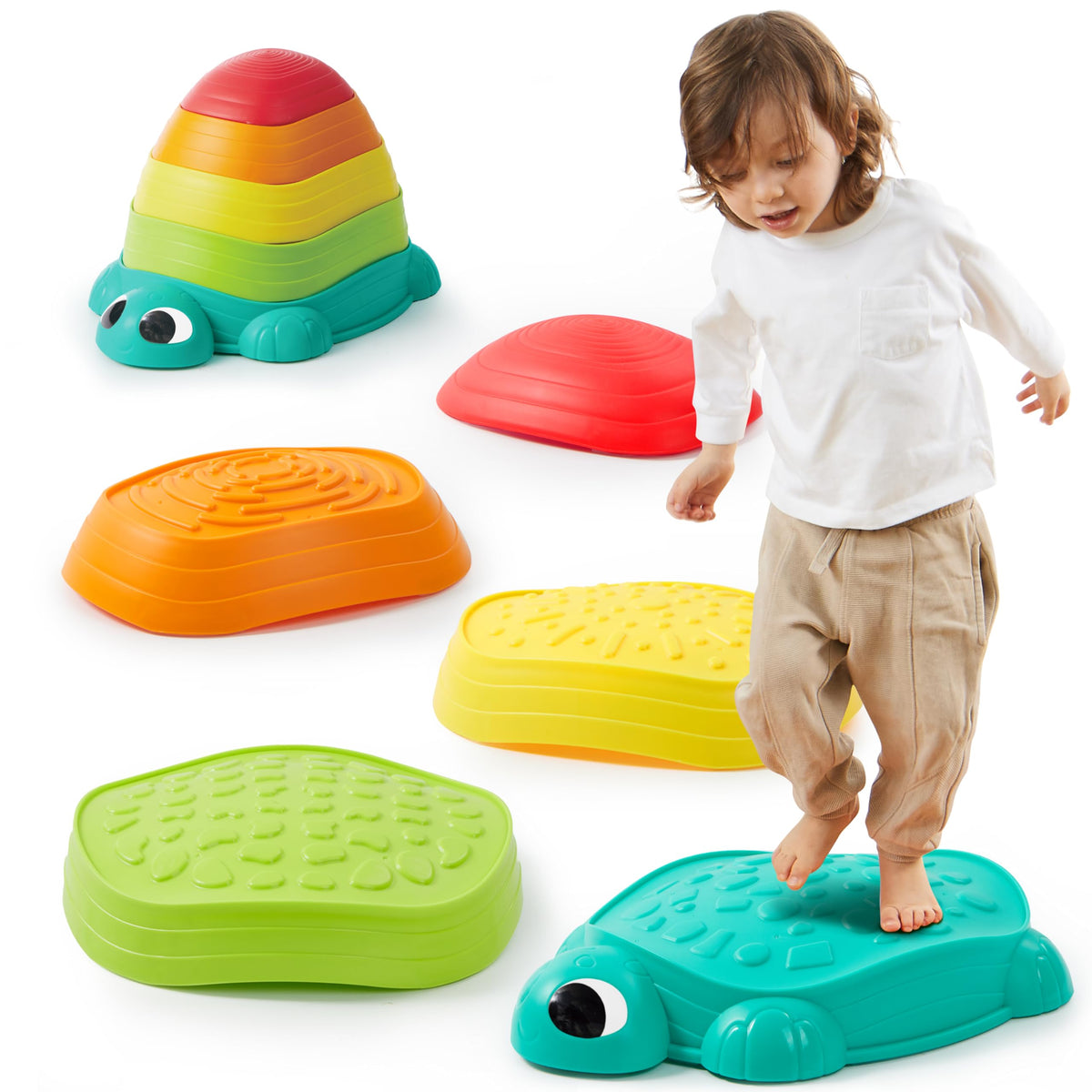 JoyIn turtle balance stones set up for kids for safe, engaging obstacle training.