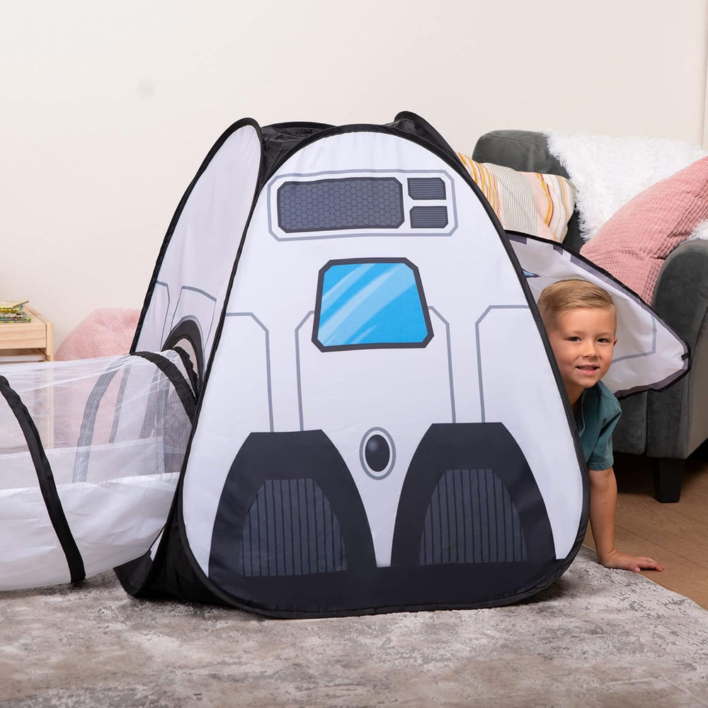 JOYIN White Rocket Ship Pop Up Tent foldable design stores easily