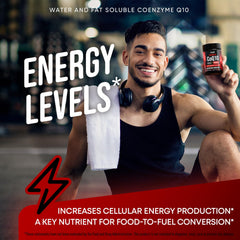 JOYLI CoQ10 400 mg softgels on morning routine setup imply daily vitality.