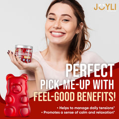 JOYLI Ashwagandha gummies on a morning desk for daily calm and balance