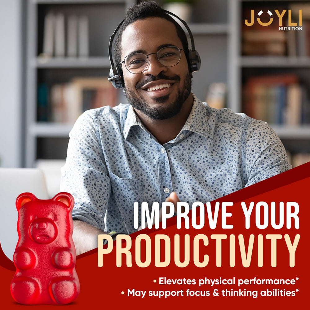 JOYLI Ashwagandha gummies vegan sugar-free badge appeals to health-focused routines