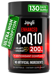 JOYLI Nutrition CoQ10 200mg softgels support circulation and daily energy for active adults.
