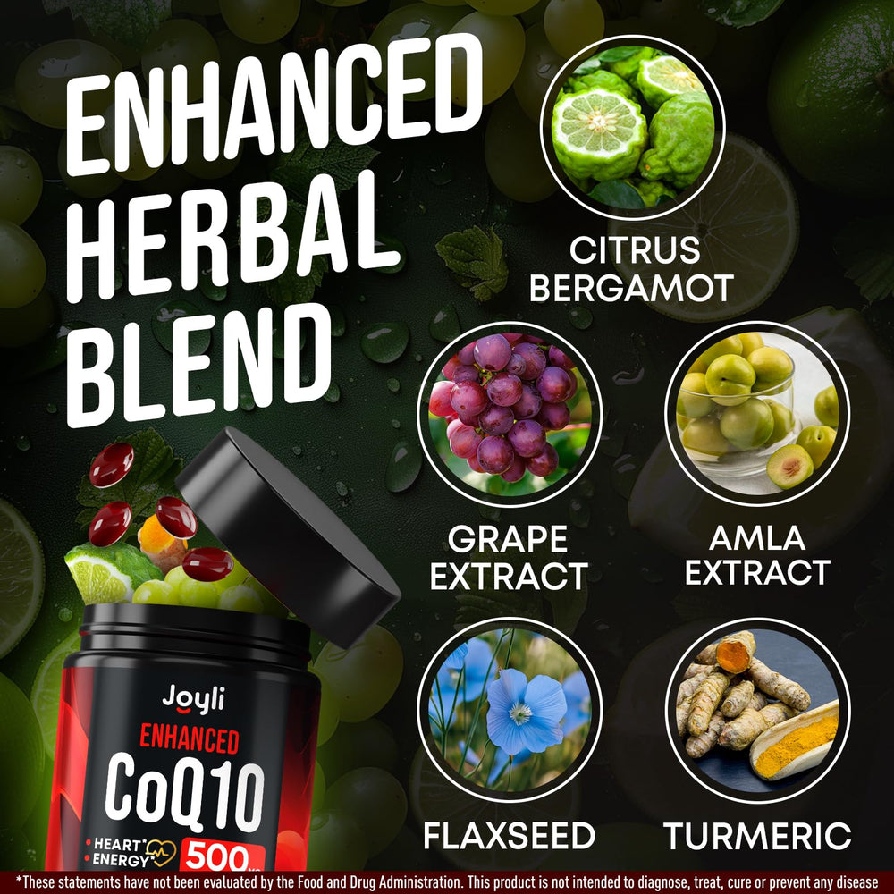 JOYLI Nutrition CoQ10 500mg on kitchen counter, ready for daily use.