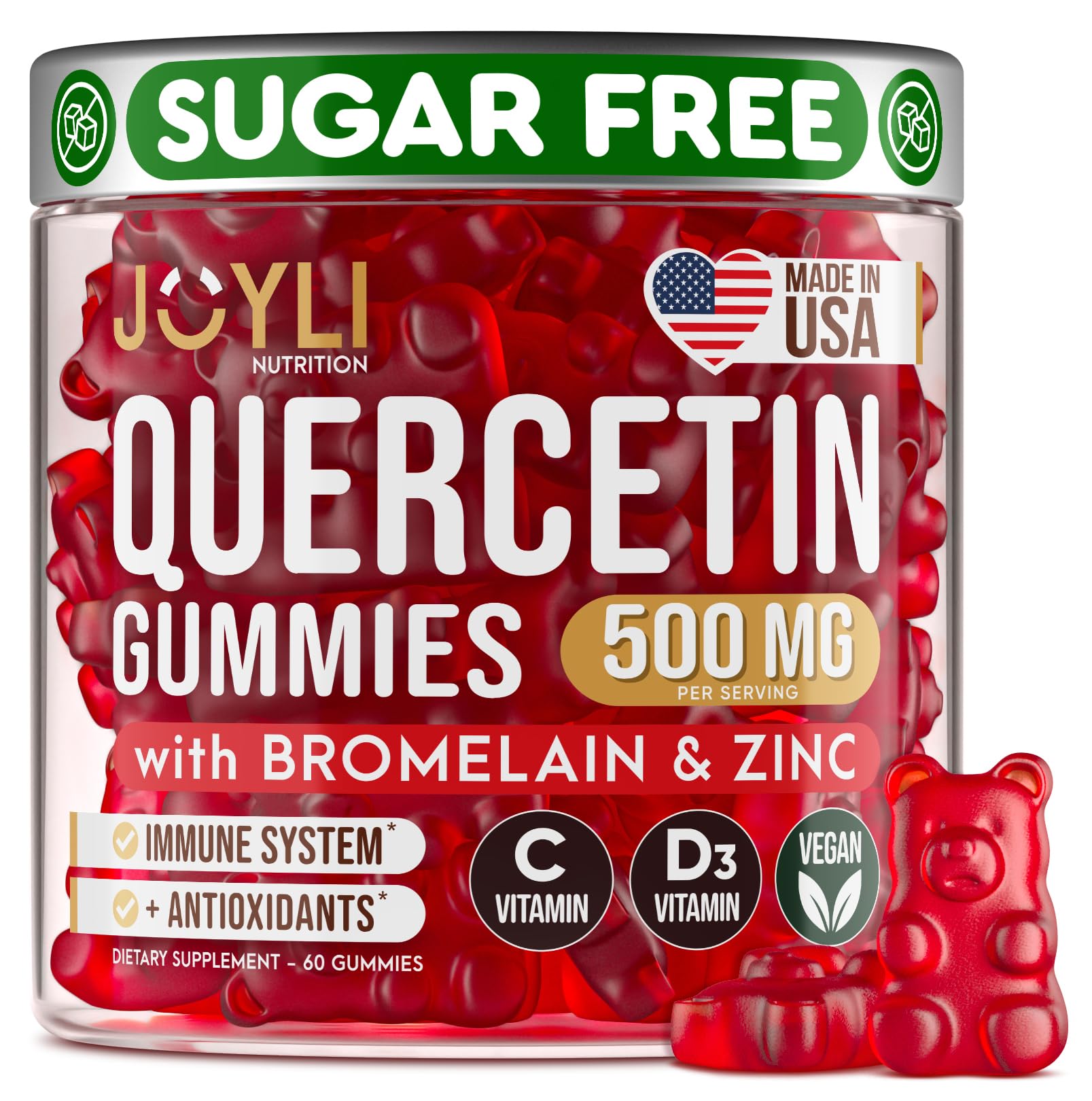 JOYLI Quercetin Gummies bottle promotes convenient daily immune support.