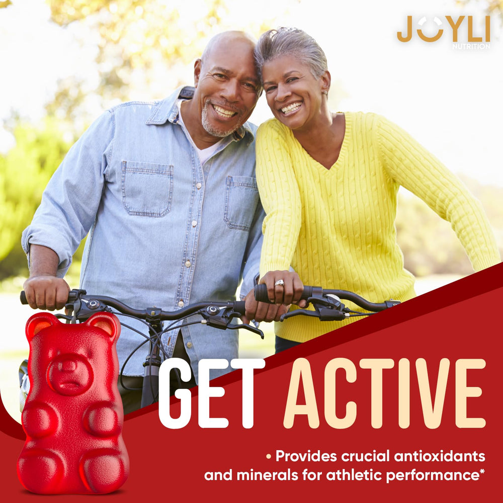 JOYLI Quercetin Gummies show vitamin C and D3 nutrients for daily vitality.