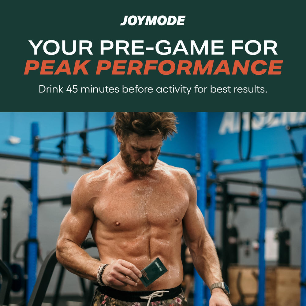 JOYMODE non-GMO gluten-free label communicates clean formulation for everyday confidence.