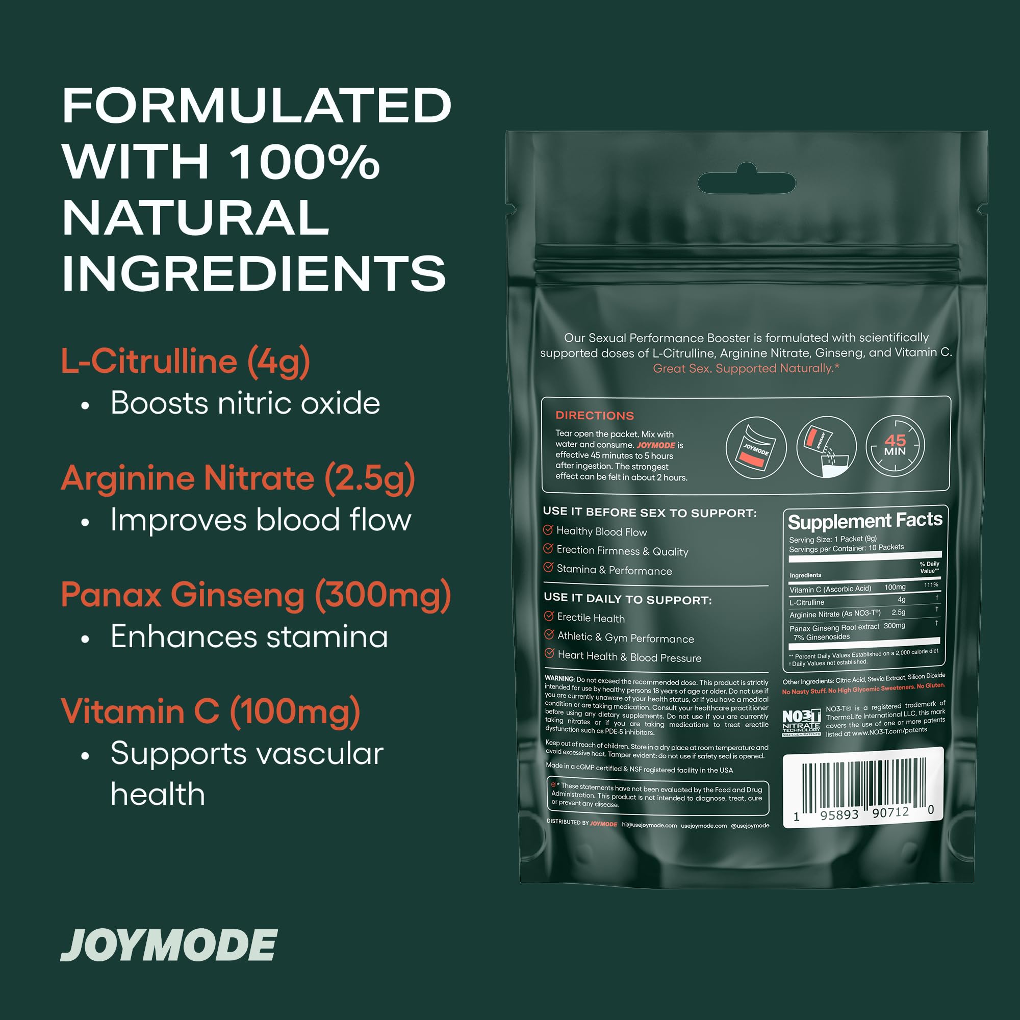 JOYMODE powder tub closeup emphasizes clean, non-GMO formula for daily use.
