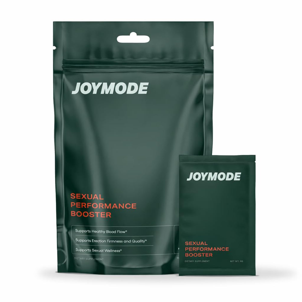JOYMODE powder tub front highlights fast-acting support for sexual performance.