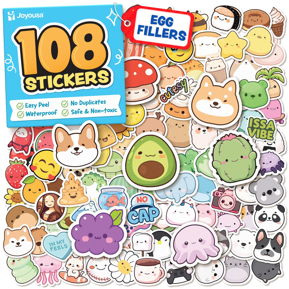 Joyousa 108pc water bottle stickers—waterproof and easy to personalize