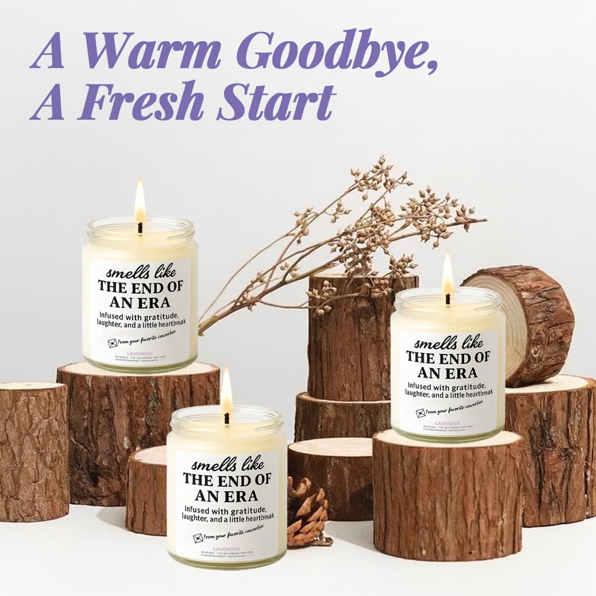 Joyqua retirement candle brand-card demonstrates gifting clarity for coworkers.