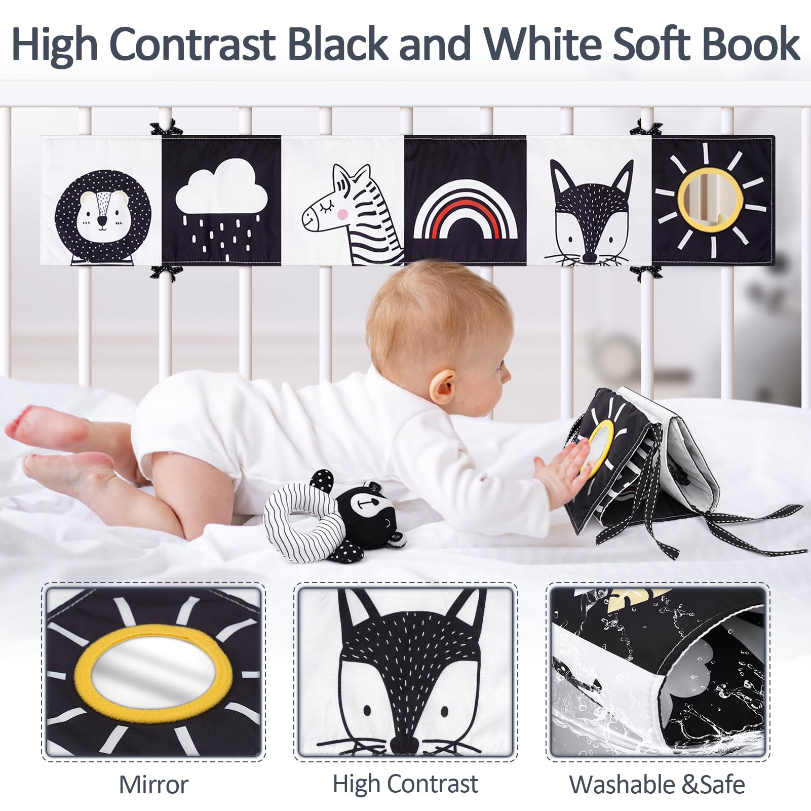 Joyreal high contrast cards, spark visual attention and early cognitive play