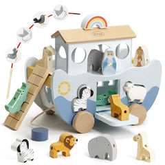 Joyreal Noah's Ark wooden playset ark for imaginative storytelling.
