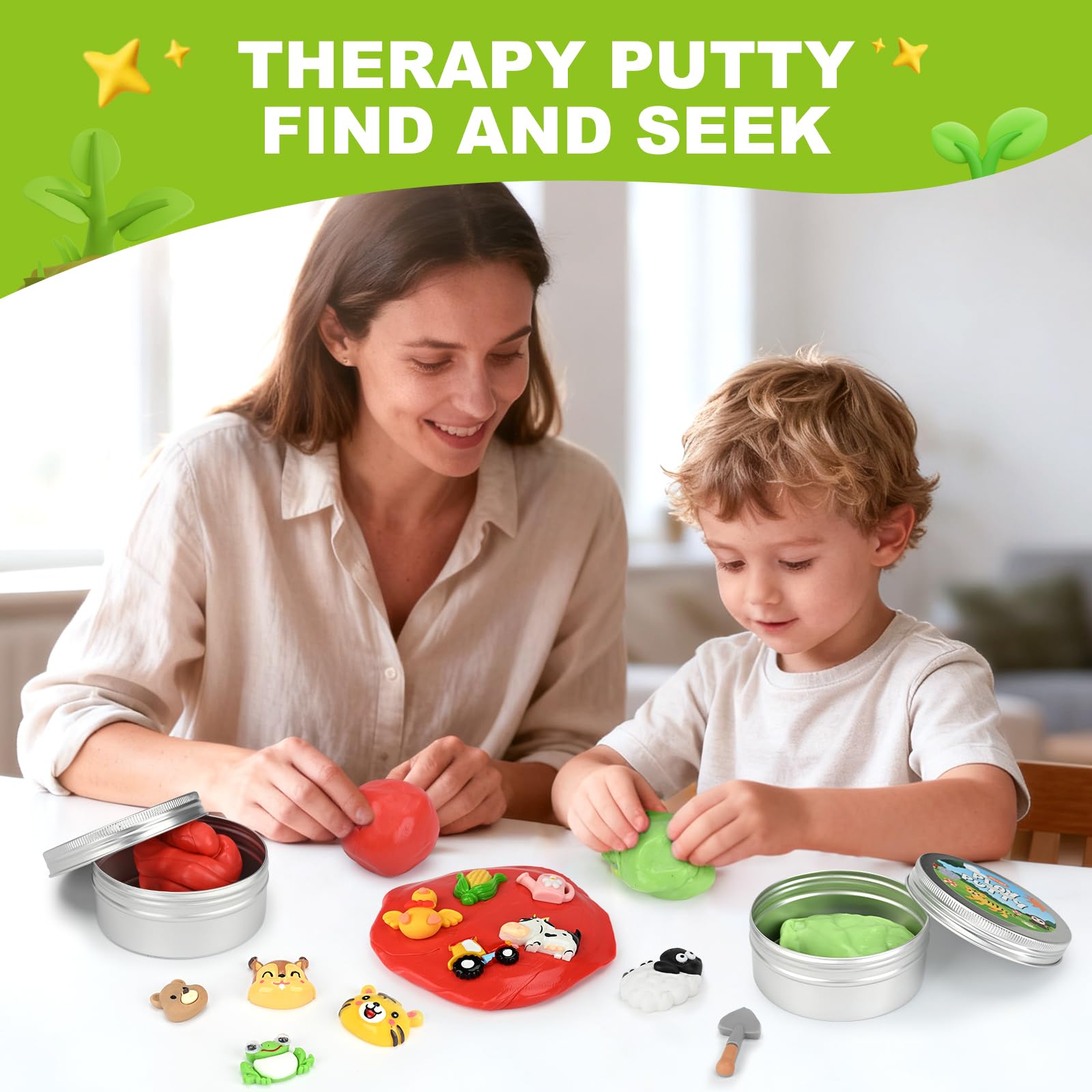Joyreal therapy putty kid digging charms demonstrates sensory exploration