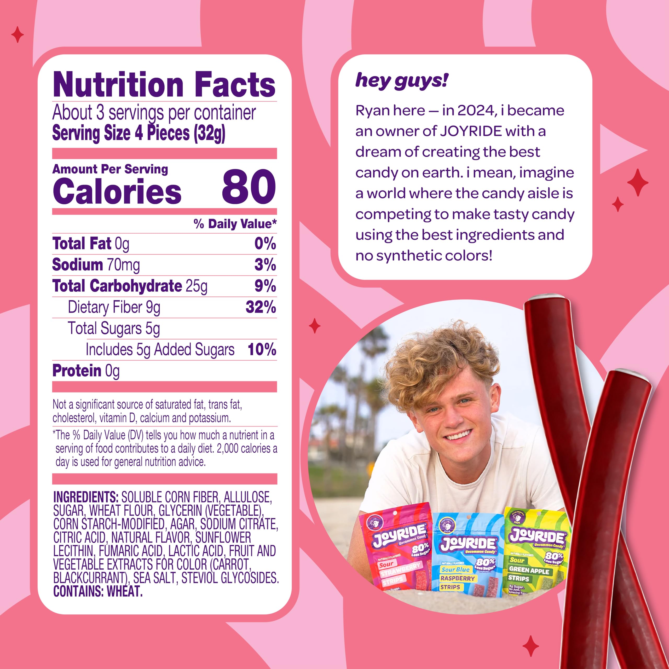 JOY RIDE Cherry Berry Ropes close-up reveals tart cherry flavor for snacking