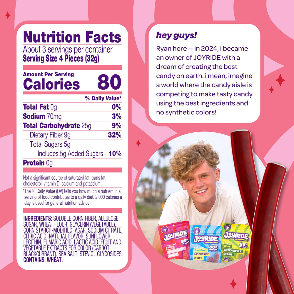 JOY RIDE Cherry Berry Ropes close-up reveals tart cherry flavor for snacking