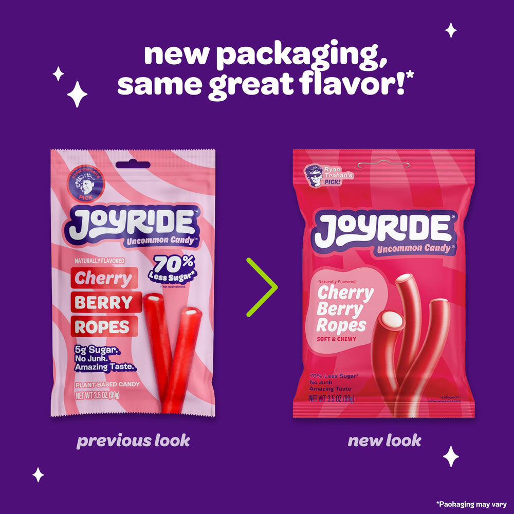 JOY RIDE Cherry Berry Ropes texture hints a chewy, fiber-rich snack