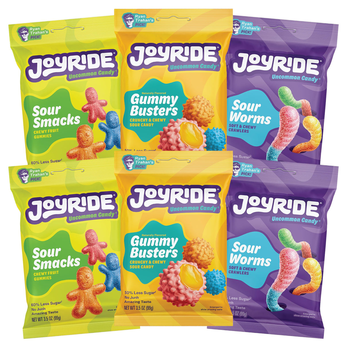 Joyride Gummy Busters Pink Lemonade Crunch shows crisp texture and tangy bite.