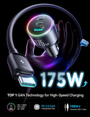 Joyroom 3-port USB-C charger side ports enable simultaneous high-speed charging.