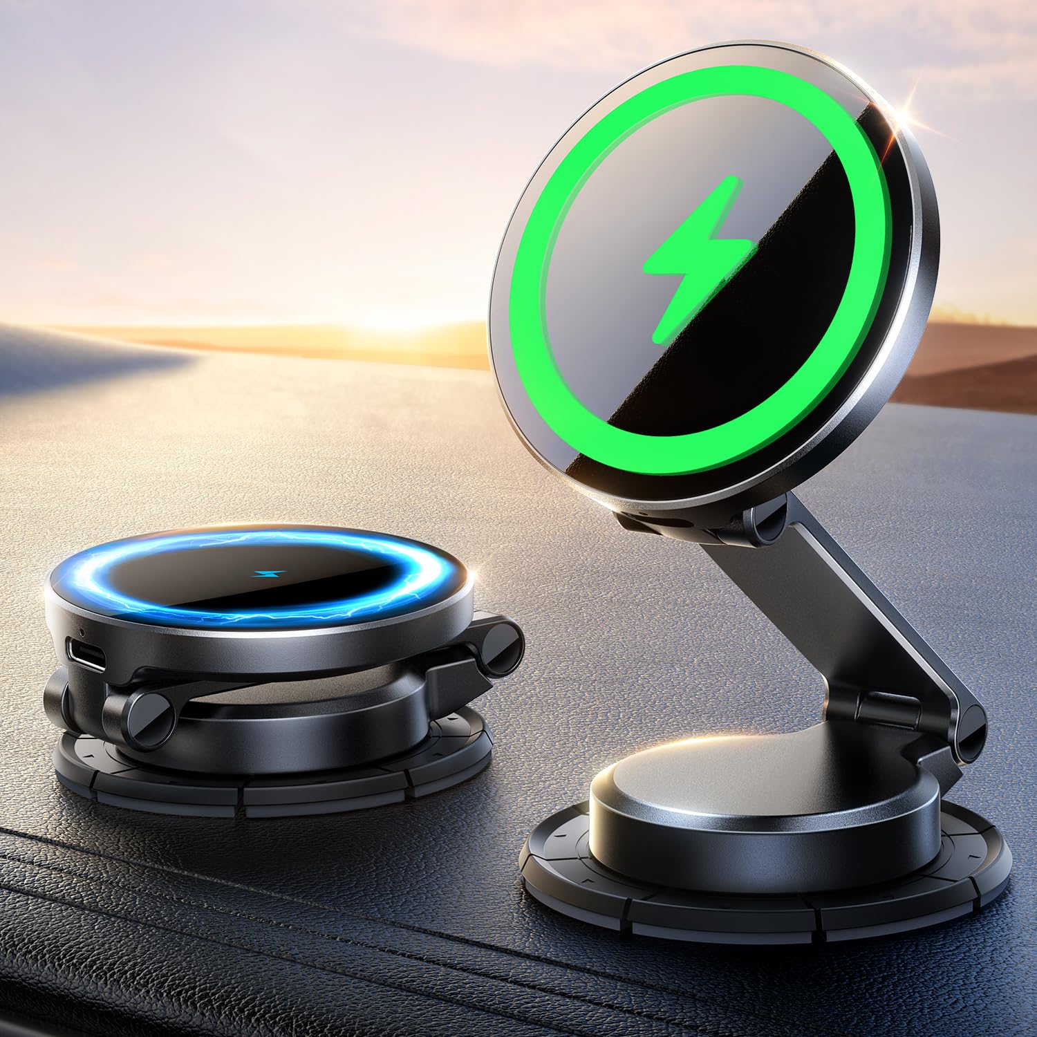 JOYROOM all-metal MagSafe car mount close-up showing durable build and secure grip.