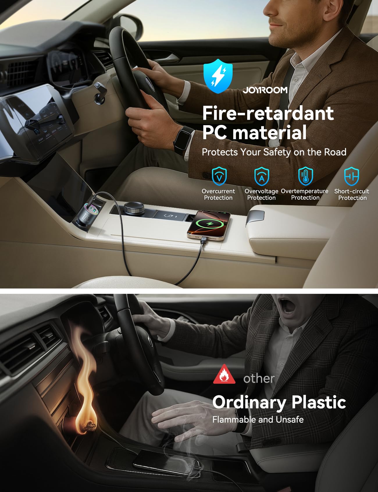 Joyroom ventilation system keeps the charger cool on long drives.
