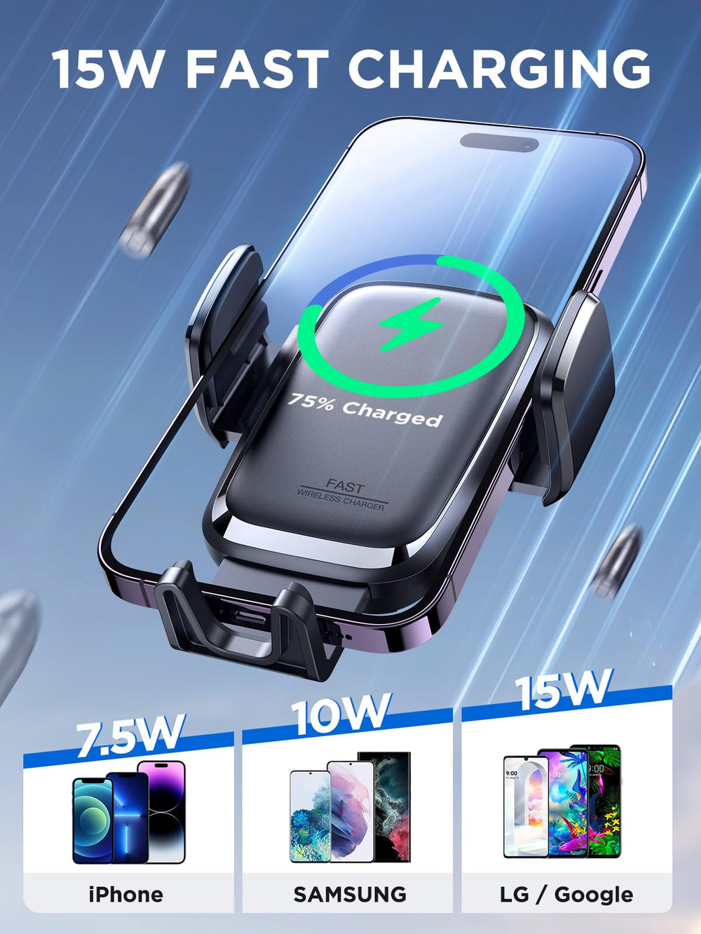JOYROOM auto-lock side view highlights secure one-hand operation.