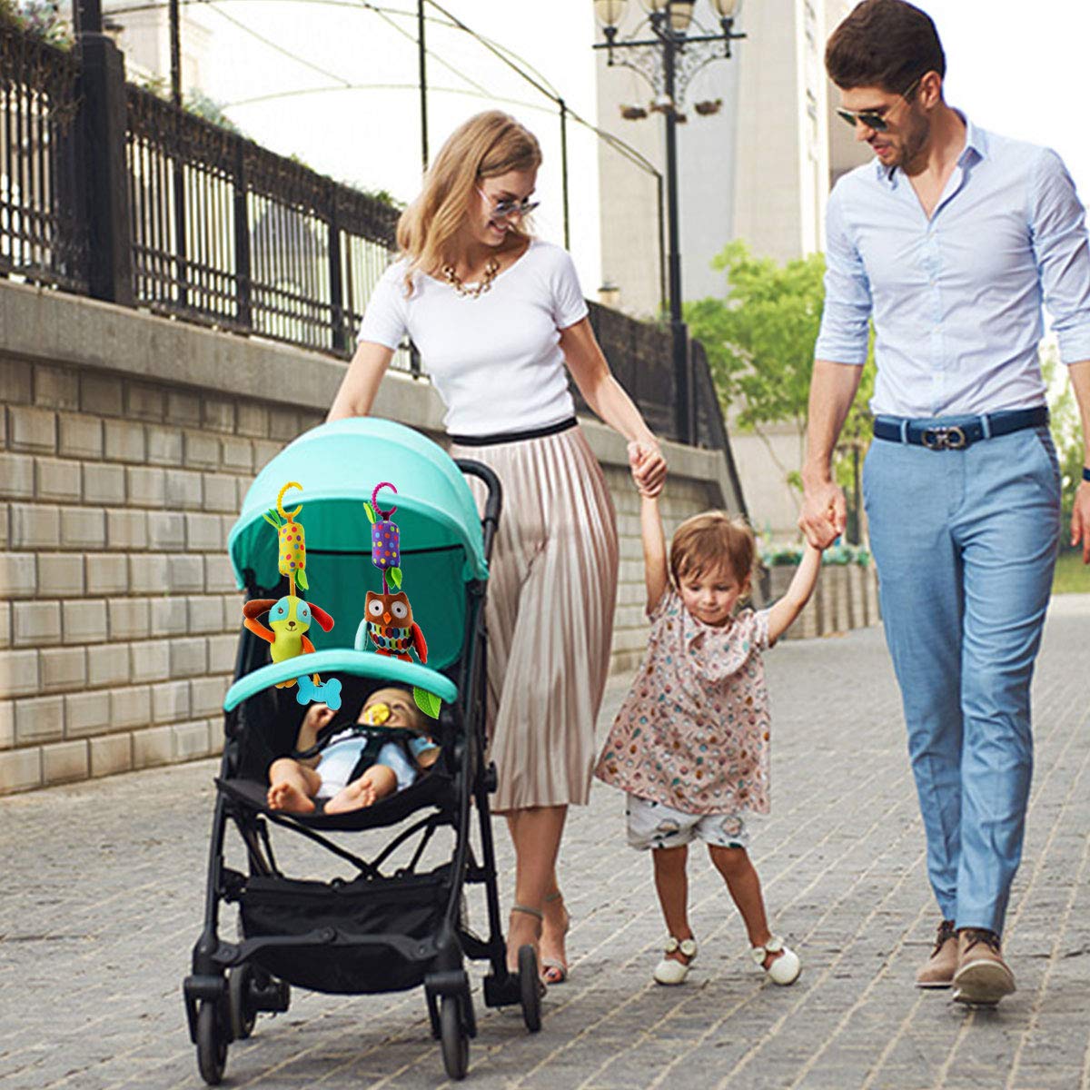 Joyshare ring hook design for quick, secure stroller or crib attachment.