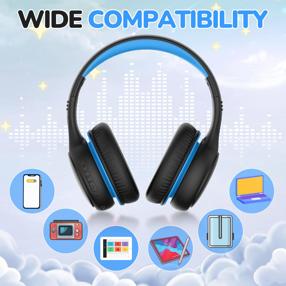 JoySpark Kids Headphones in use, wireless freedom during travel and study.