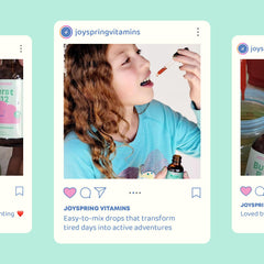 JoySpring Burst B12 Drops flavorless formula bottle label highlights vegan, sugar-free features.