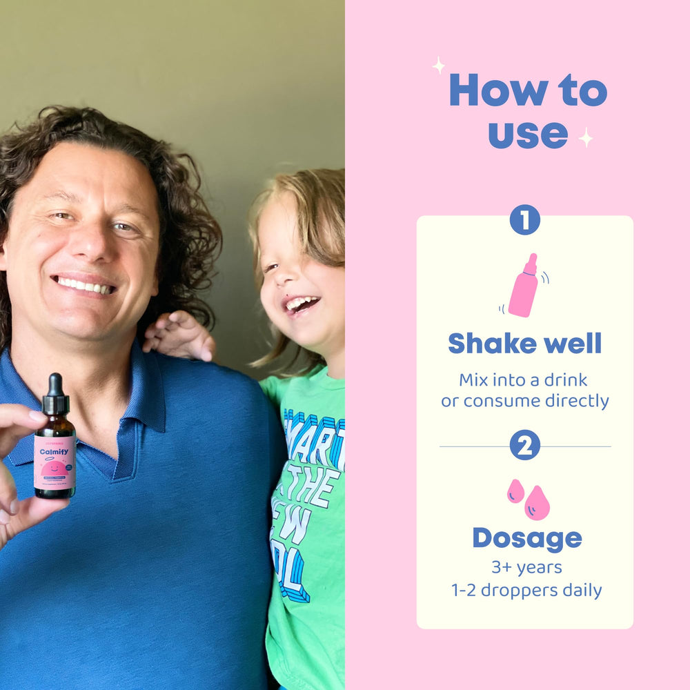 JoySpring Calmify children dosing image shows safe one-dropper use