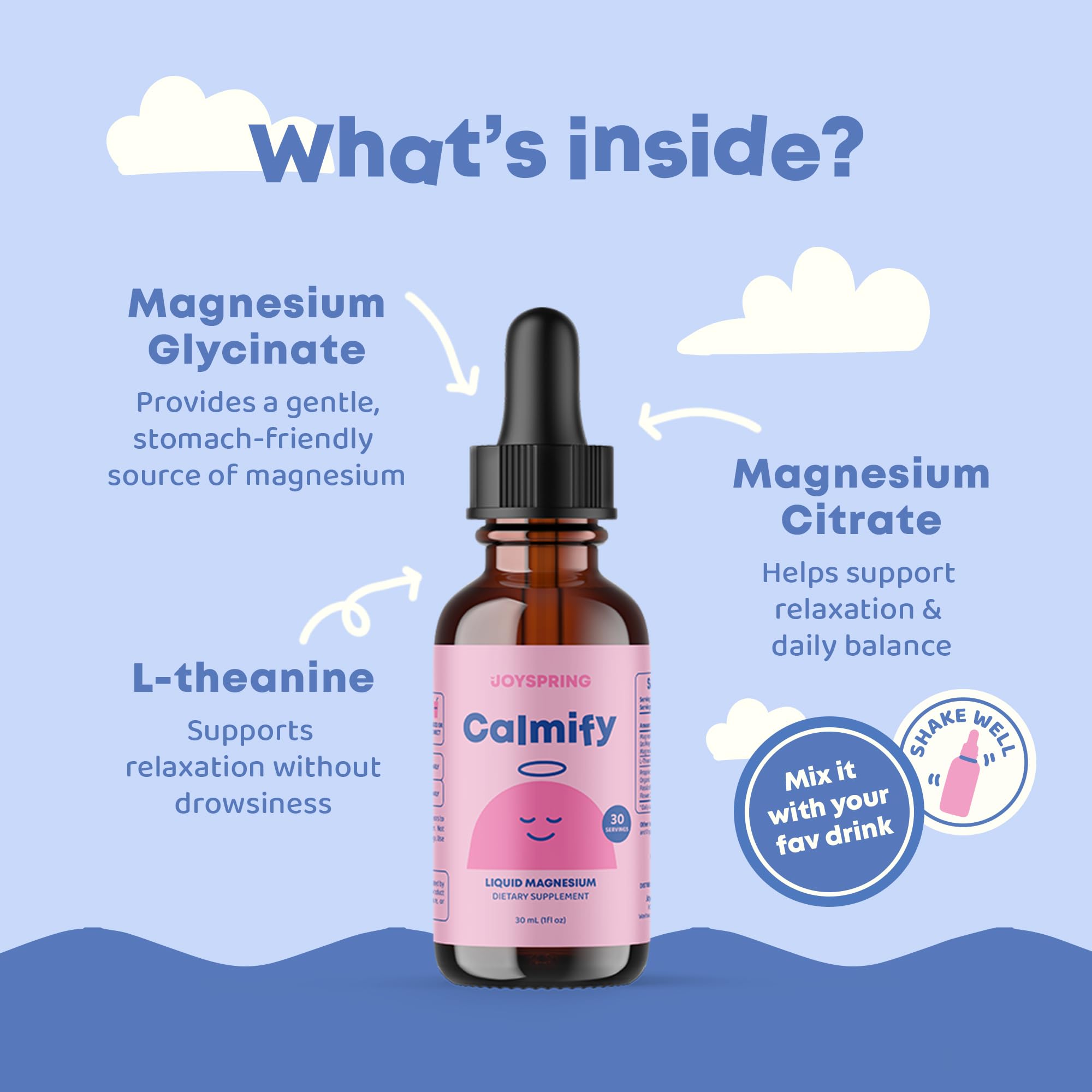 JoySpring Calmify passion flower extract visuals on the label for soothing blend.