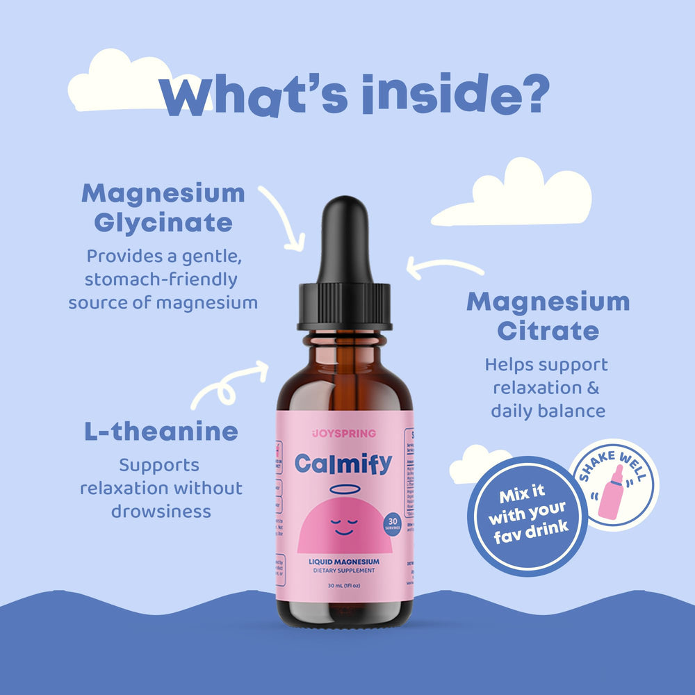 JoySpring Calmify passion flower extract visuals on the label for soothing blend.