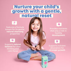 JoySpring DetoxZee raspberry drops close-up, kid-friendly flavor for easy dosing.