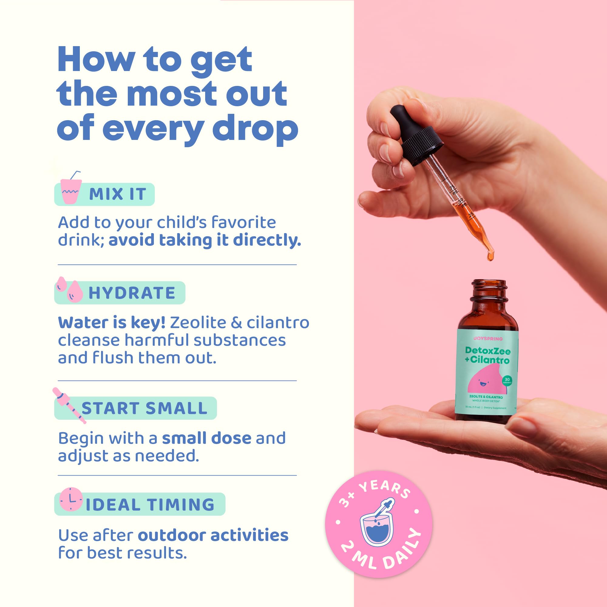 JoySpring DetoxZee kid-usage image illustrating a family-friendly daily routine.