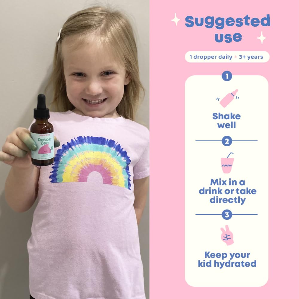 JoySpring DetoxZee Kids drops being mixed into a drink.