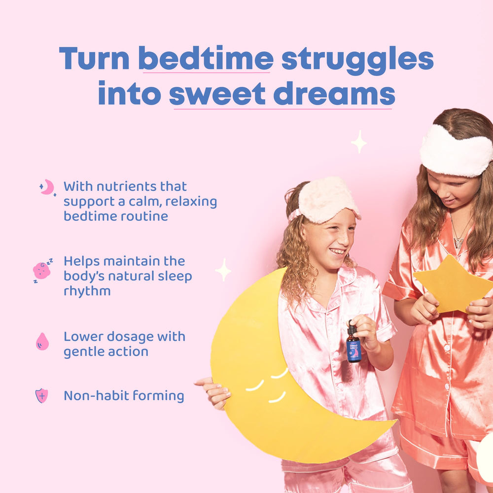 JoySpring Melatonin Kids dropper emphasizing precise nightly dosing.