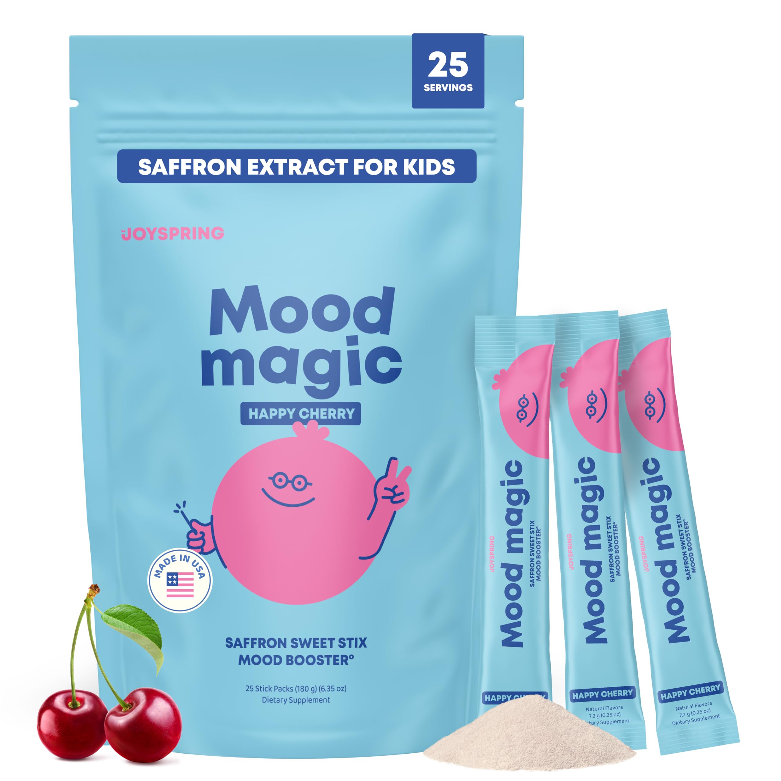 JoySpring Saffron for Kids pixie stick cherry lime promotes calm focus