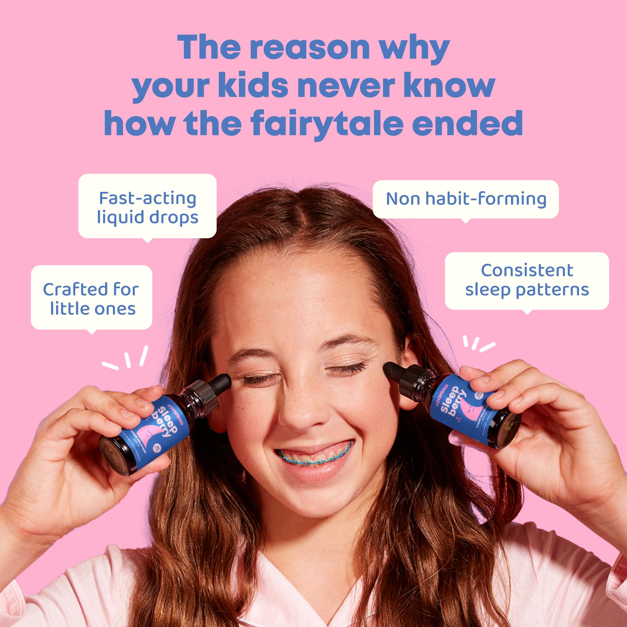 JoySpring SleepBerry dropper dispense shows precise dose for bedtime routines.