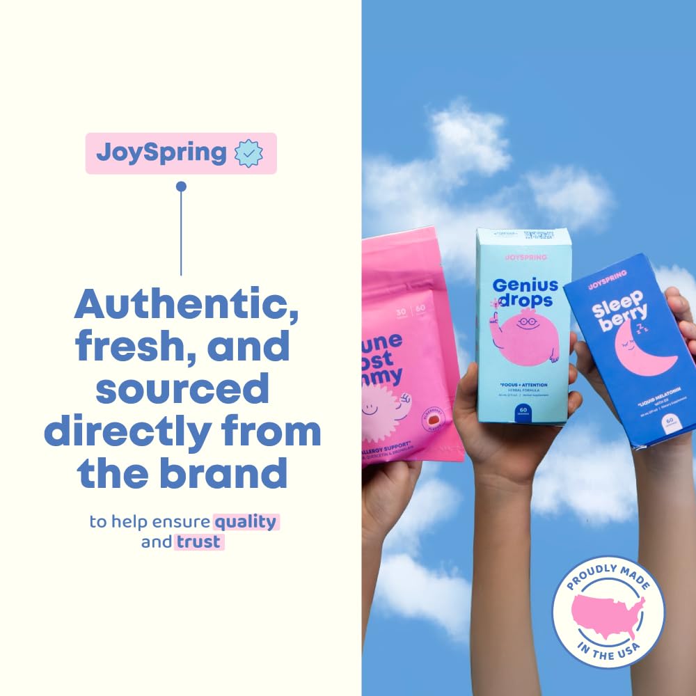 JoySpring Sleepberry liquid drops close-up, easy to measure at bedtime.
