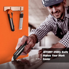Joyumy box cutter safety lock keeps blades secure when not in use.
