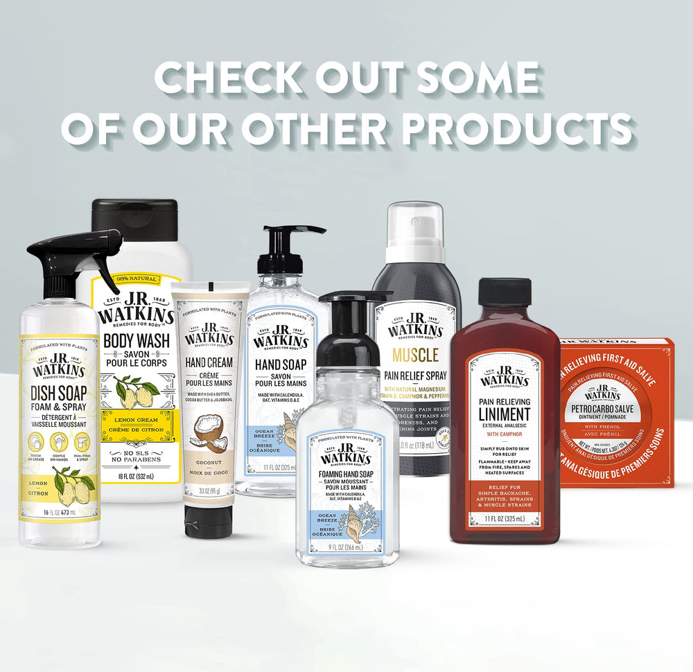 J.R. Watkins heritage since 1868 adds trusted hand care.