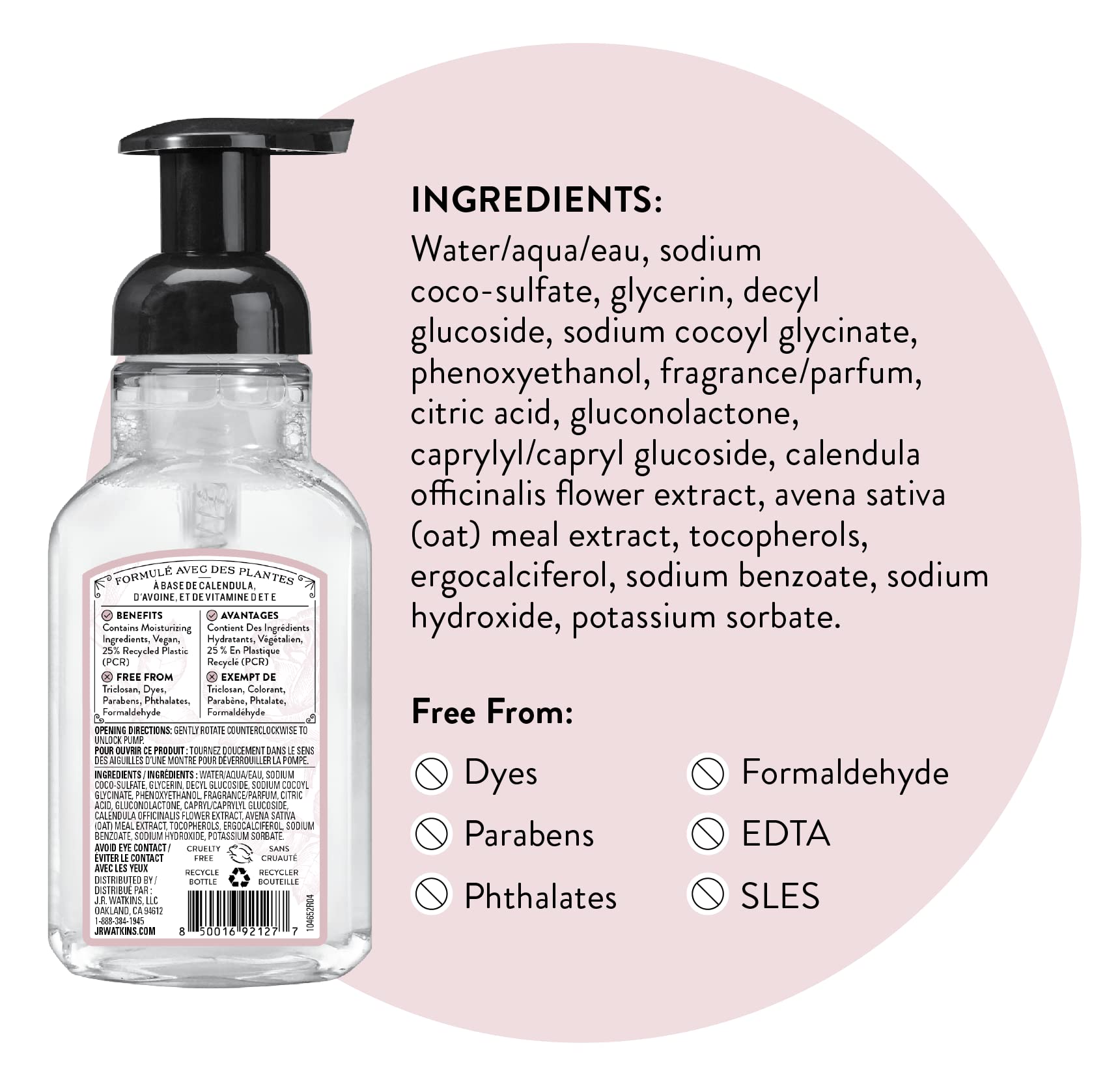 J.R. Watkins rosewater fragrance close-up highlights soothing aroma.